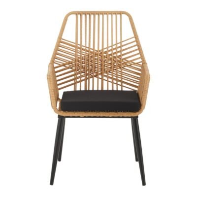 Πολυθρόνα Tanish pakoworld rattan φυσικό-πόδι μαύρο μέταλλο 58x58.5x87εκ - Image 3