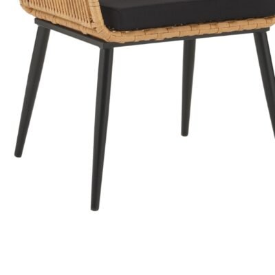 Πολυθρόνα Tanish pakoworld rattan φυσικό-πόδι μαύρο μέταλλο 58x58.5x87εκ - Image 5